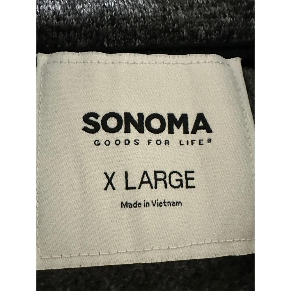 Sonoma Mens XL Jacket Gray Sweater Fleece Full Zip Mock Neck